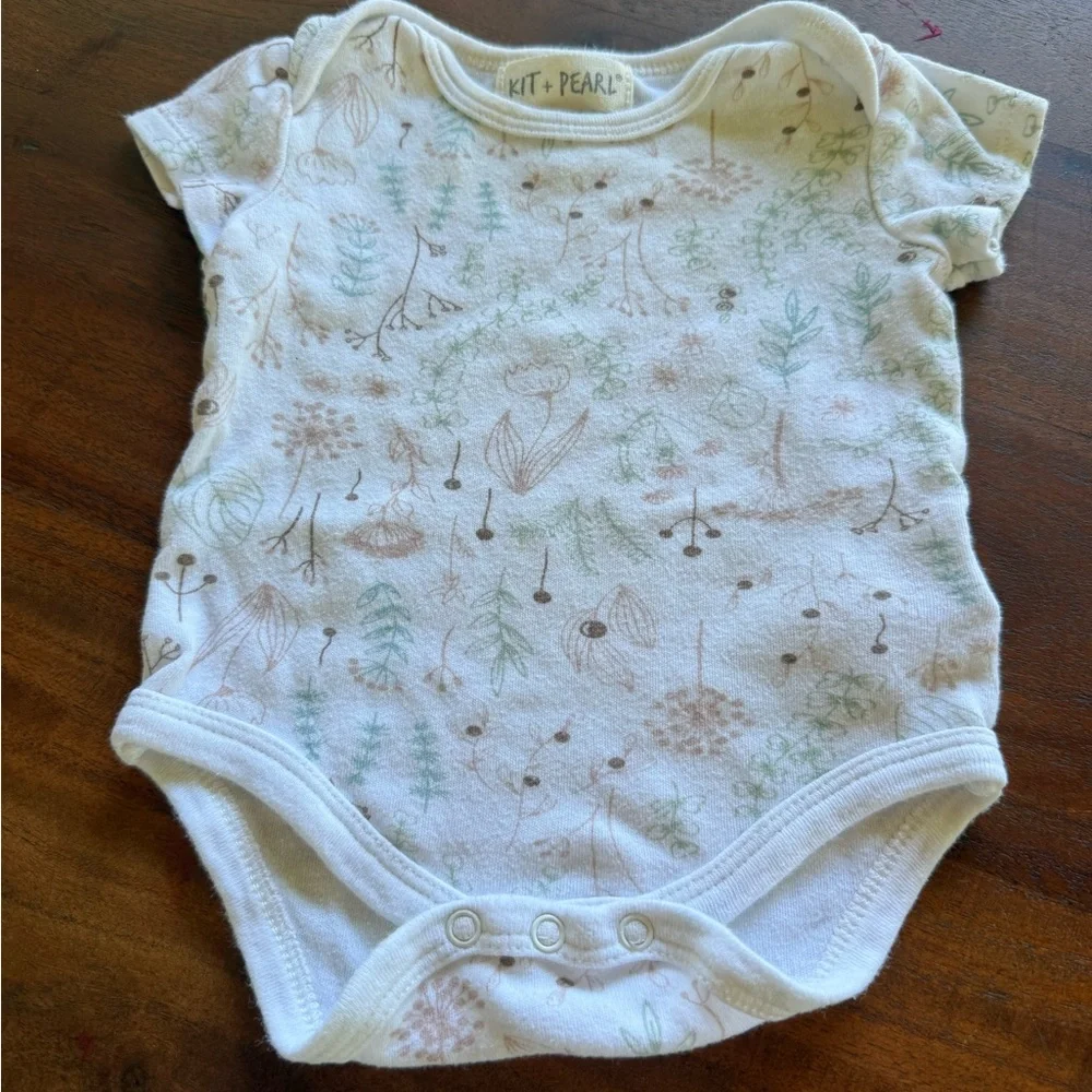 Botanical‎ Print Baby Bodysuit - Cream